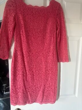 Adrianna Papell Coral Lace Midi Dress